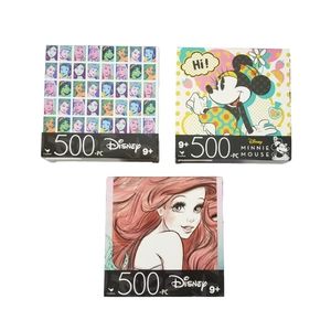 DISNEY Set Of Three Puzzles By Cardinal Princesses Minnie Mouse Ariel NEW